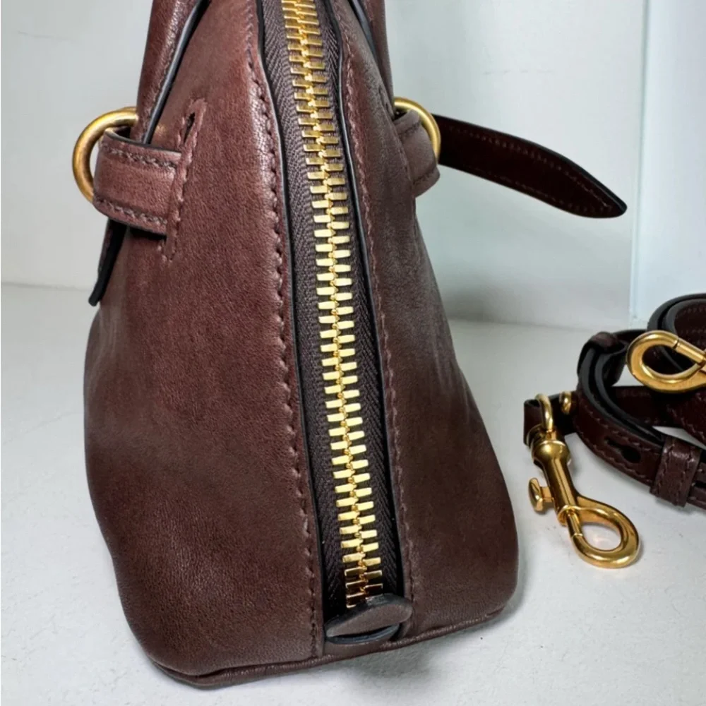 Miu Miu Brown and Gold Leather Satchel - Picture 6 of 9